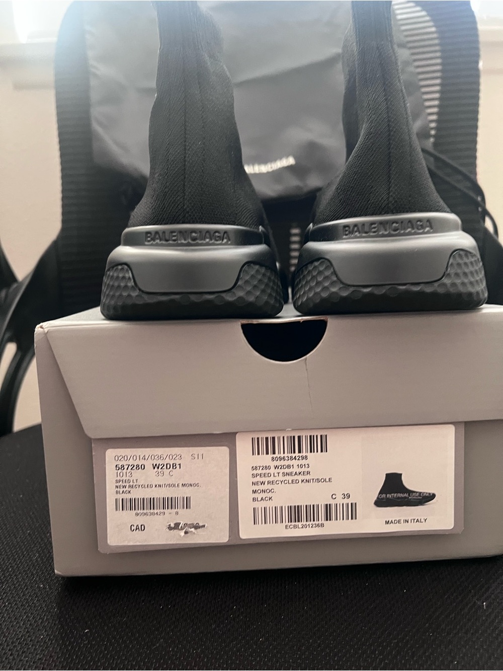 Balenciaga Black Speed Trainer Sock Sneaker with Logo - Picture 2 of 7